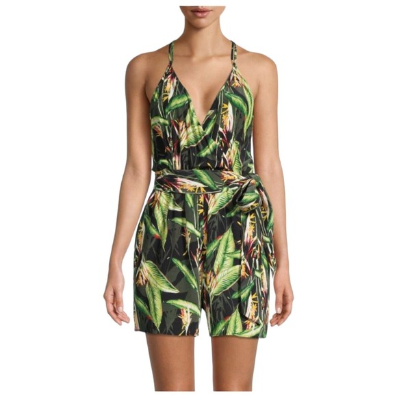 BCBGMAXAZRIA Romper Black Birds of Paradise Tropical Women's Size S ($198) - Picture 15 of 15